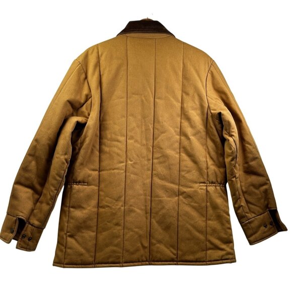 Vtg Walls Blizzard-Pruf Quilted Barn Coat Mens L Brown Corduroy Collar Workwear - Picture 3 of 16